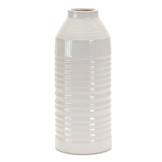 14" White Terracotta Vase